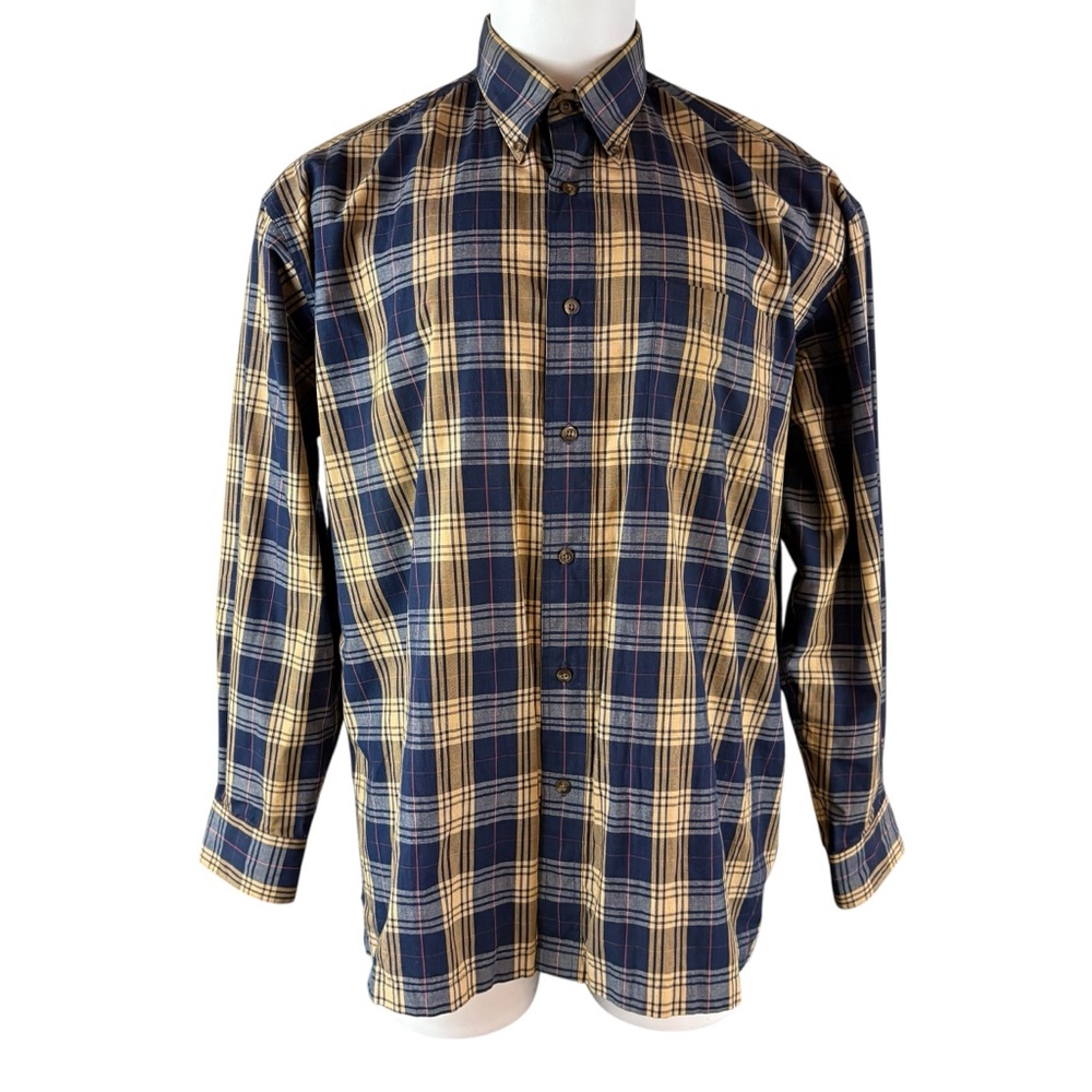 Vintage BD Baggies Chatham Cloth Shirt Mens XL Long Sleeve Blue Plaid (662)
